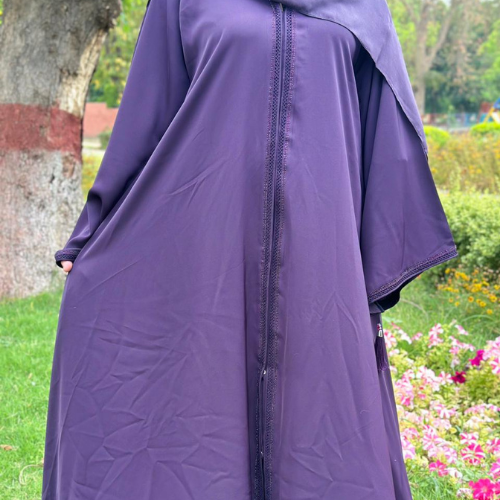 The Royal Plum Lace Abaya - Image 2