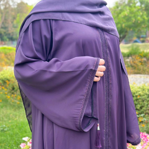 The Royal Plum Lace Abaya