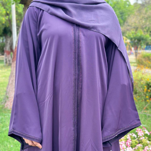 The Royal Plum Lace Abaya - Image 4