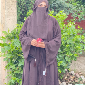 Premium Chocolate Brown Front Open Abaya with Matching Niqab | Modest Islamic Wear for Women